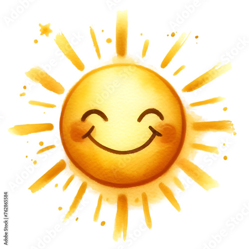 A bright yellow cartoon sun with a big smile radiates sunshine