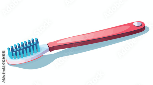 Toothbrush with applied toothpaste portion. Vector.