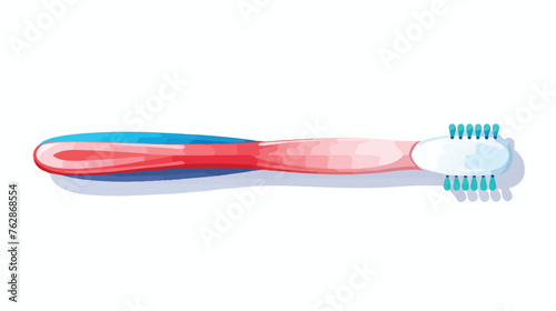 Toothbrush with applied toothpaste portion. Vector.