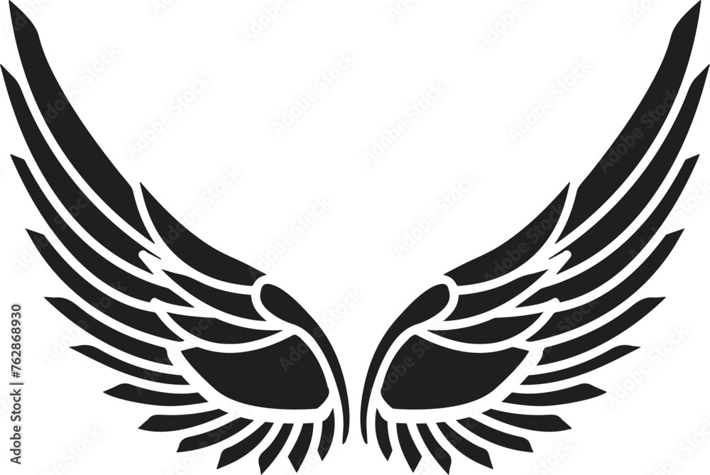 Fototapeta premium black wings icons. Wings badges. Collection wings badges. Vector illustration.