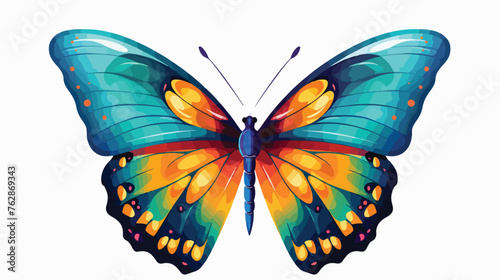 Tropical elegant butterfly with colorful wings flat © iclute
