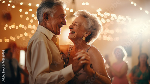 社交場で社交ダンスを踊るシニアカップル・老夫婦
 photo