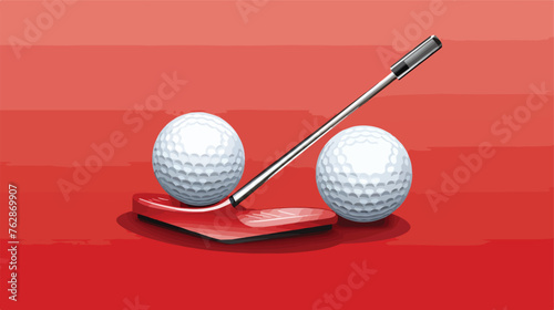 Two crossed golf clubs and ball icon digital red fl