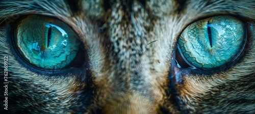 Intense gaze cat s face in close upemotive eyes capture essence of pets and lifestyle.