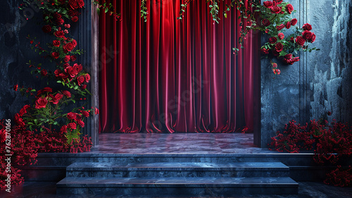 Romantic Red Rose Floral Stage Design