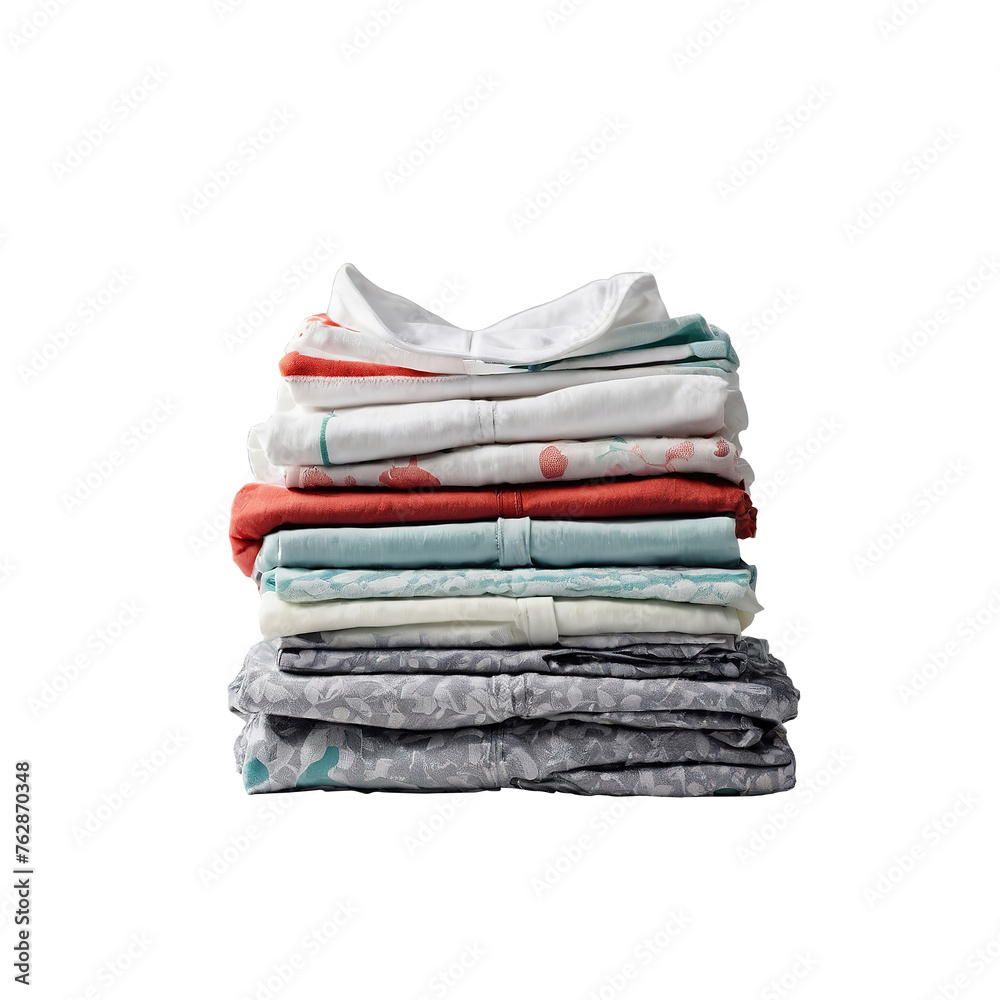 Stack of colorful Kids clothes on transparent background Generative AI Stack of colorful Kids clothes on transparent background Generative AI