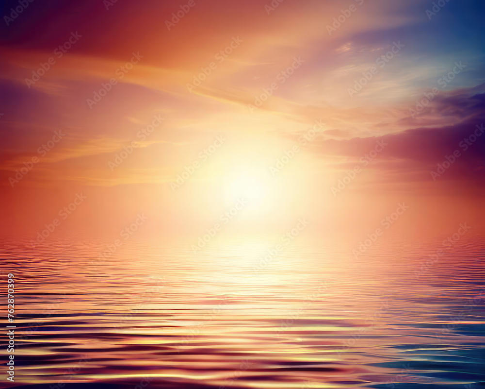 Beautiful sunset over the calm surface of the ocean