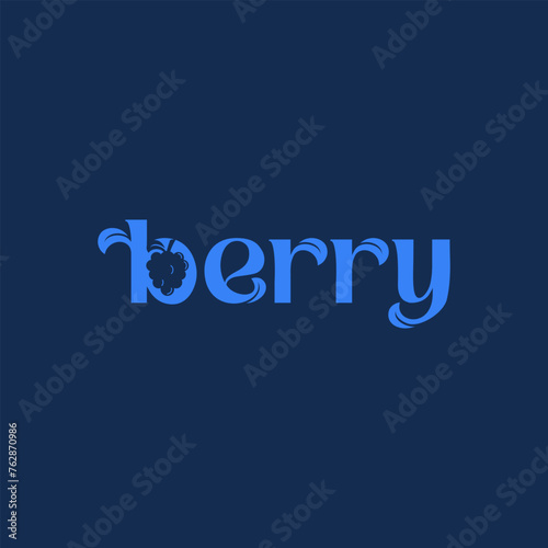 typography word berry logo design. Vector illustration typography word berry with blueberry shape. modern logo design vector icon template