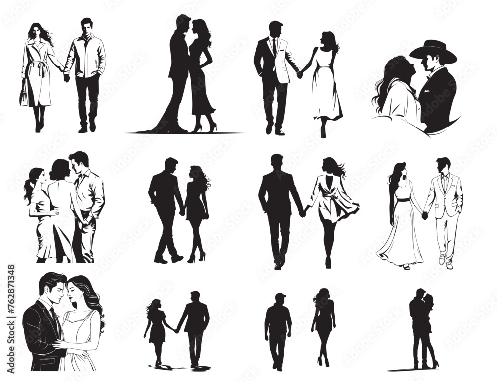 Couple silhouettes illustration vector image