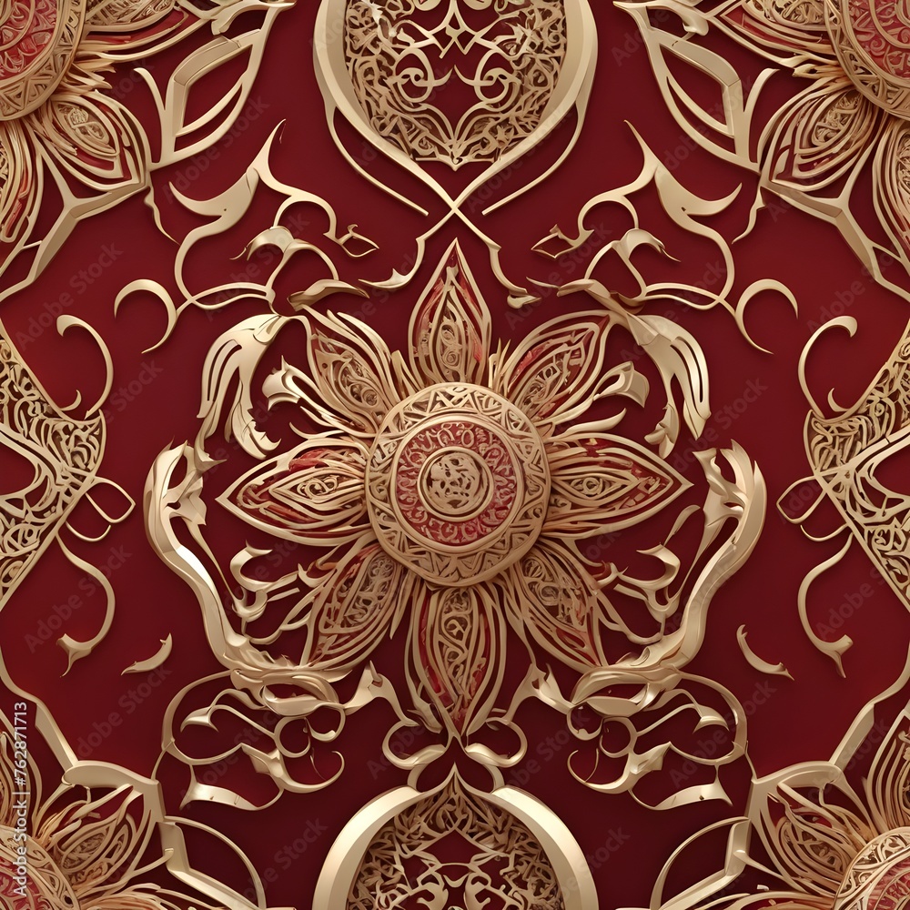 Antique Ornamental pattern design Red and golden