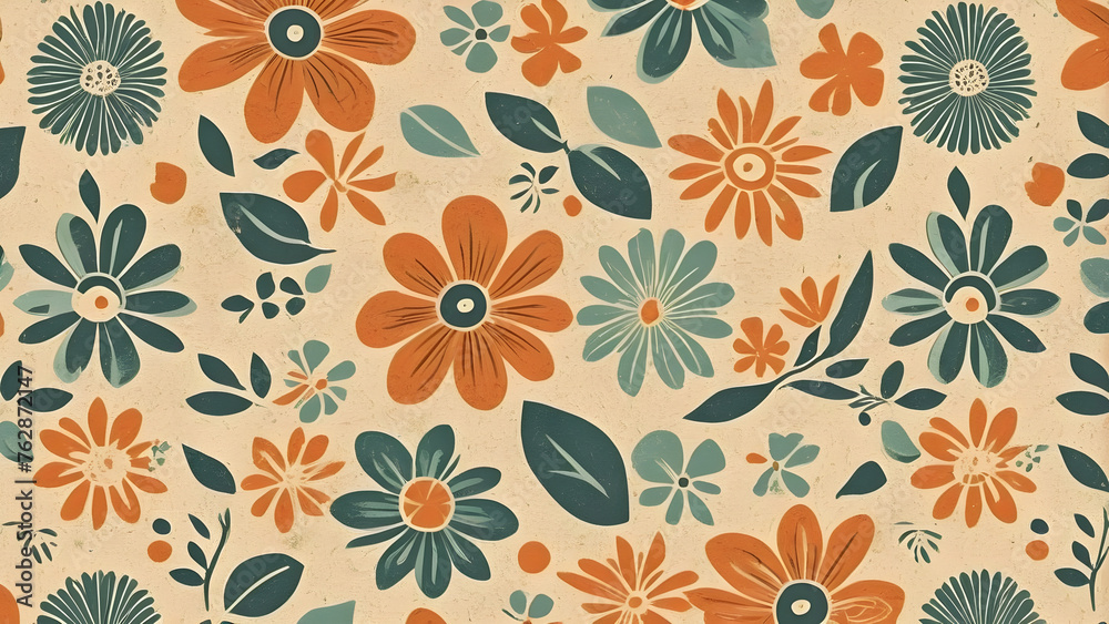 floral leaf vintage design pattern wallpaper