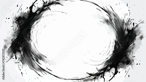 Vector Ink drawing hand painted round frame abstrac