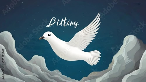 international peace day animation with dove flying created with generative ai. photo