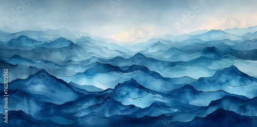 Abstract blue watercolor waves background with artistic texture  ideal for creative design projects