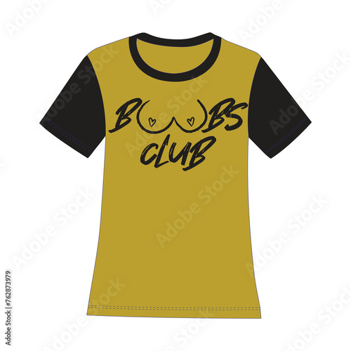 Woman fashionable short sleeve t shirt with boobs club chest print