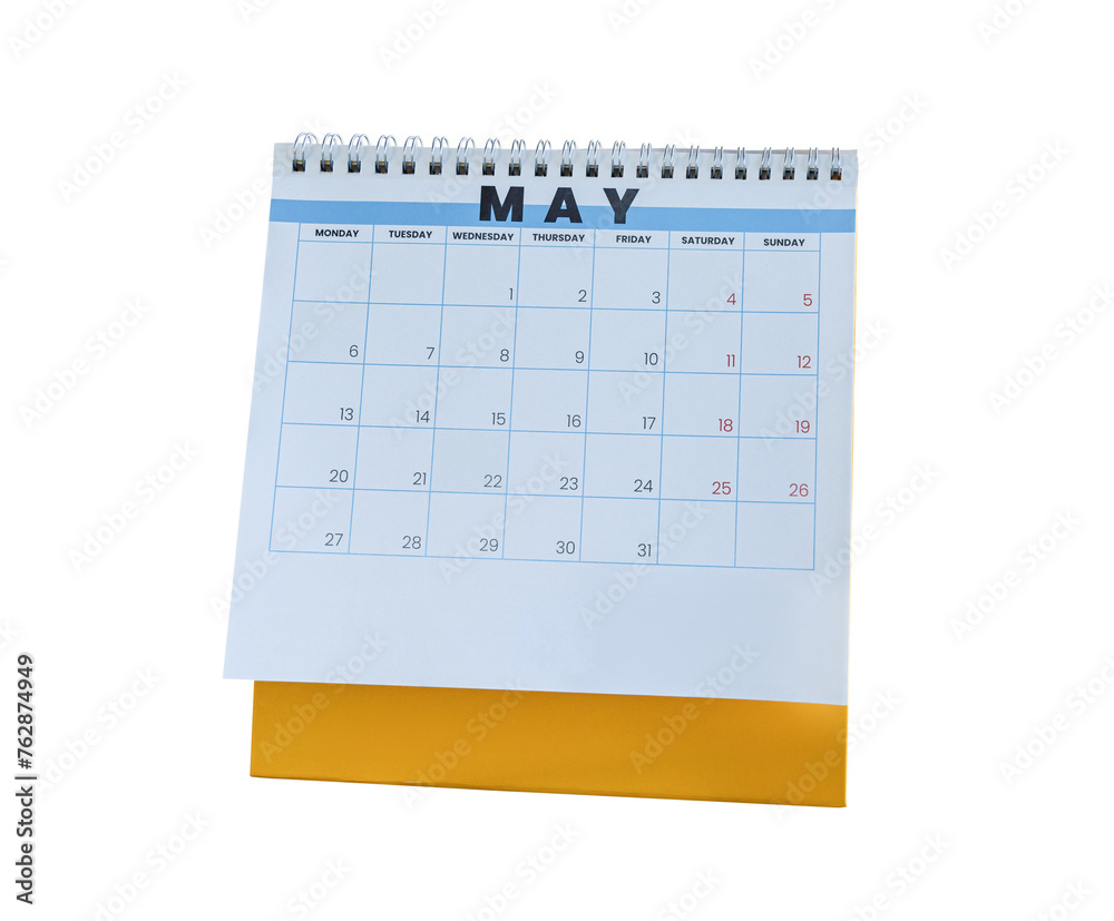 May 2024 calendar. Page of the annual a desk calendar isolated on transparent background. PNG File May 2024 calendar. Page of the annual a desk calendar isolated on transparent background. PNG File