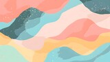 Colorful Abstract Artwork: Waves, Pink, Blue, Yellow, White Speckles