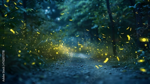 A swarm of fireflies lighting up the night sky