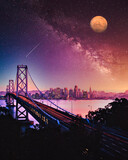 サンフランシスコのベイブリッジの星空