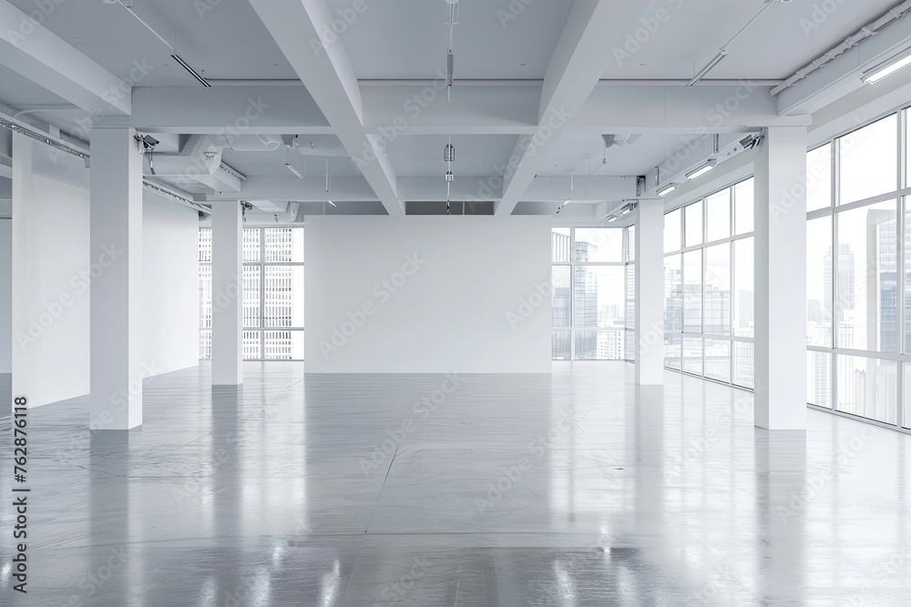 White empty surface and office building as background 