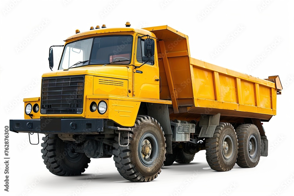 Yellow Dump Truck isolated on a white background 