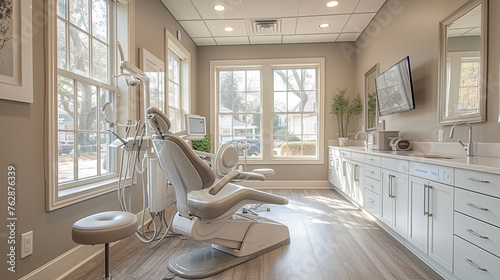 A beautiful classic dental office, a bright and pleasant medicine room. with generative ai