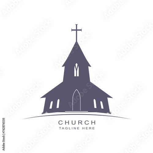 Church building emblem. Community worship unity symbol.