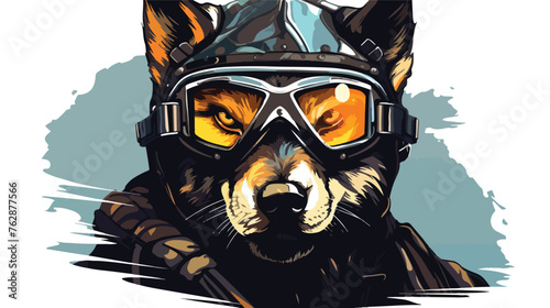 Wolf Dog Wild animal wearing motorcycle helmet avia