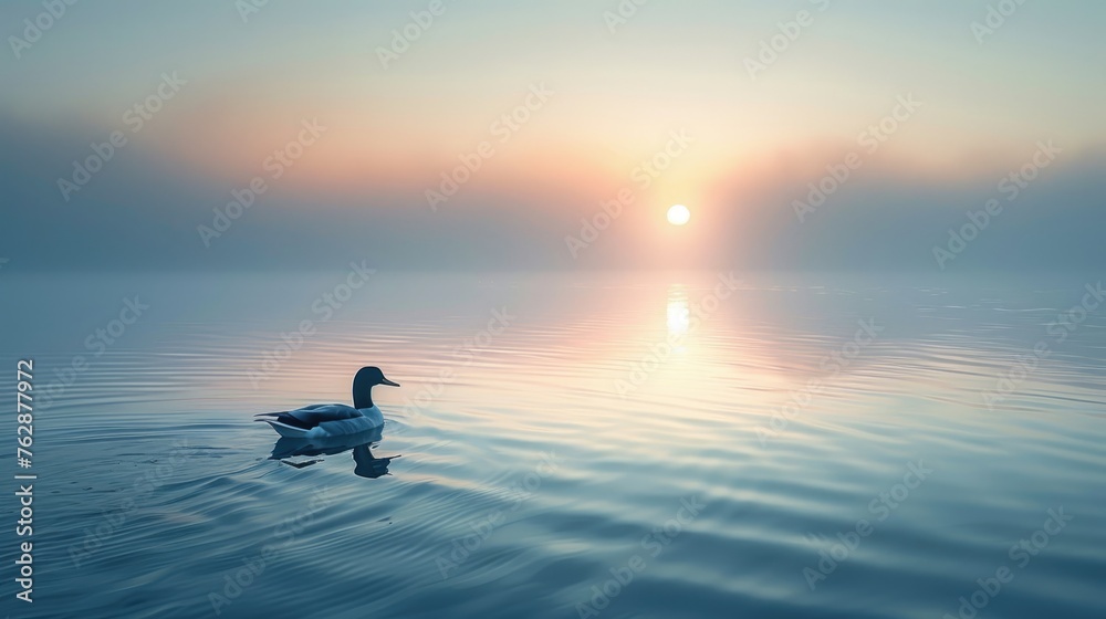 Early bird swim in a calm sea