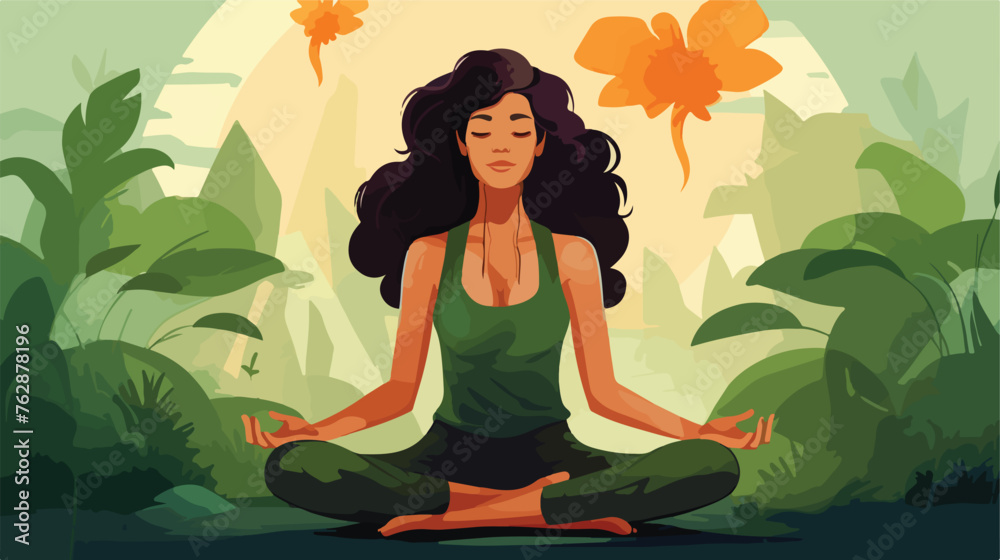 Woman meditating vector illustration flat vector il