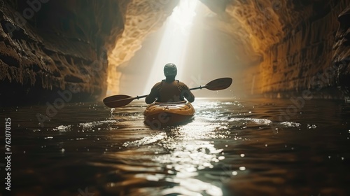 Subterranean river cave kayaking journey