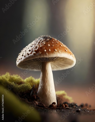 A Mushroom Wallpaper, Mushroom dramatic Light, Autumn time in the forest.