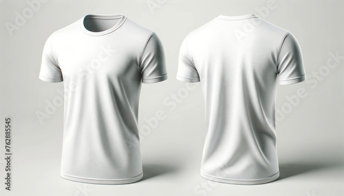 モックアップ用の白い無地のTシャツ。正面と背面。オリジナルのデザインに合わせて