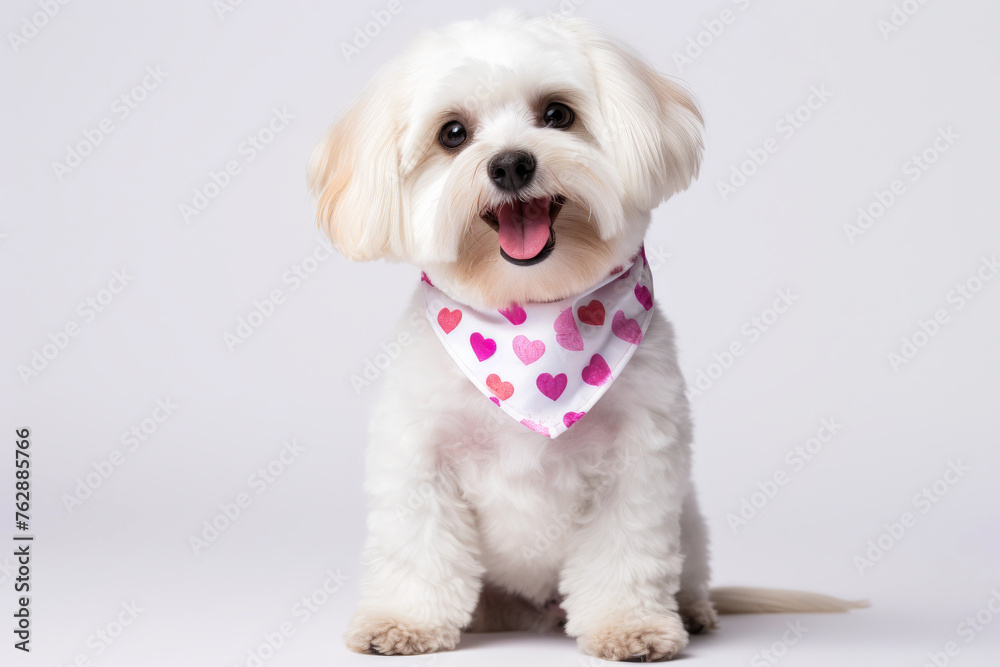 Cavachon Dog sitting with a Bandana for Mock Up . generative ai Cavachon Dog sitting with a Bandana for Mock Up . generative ai