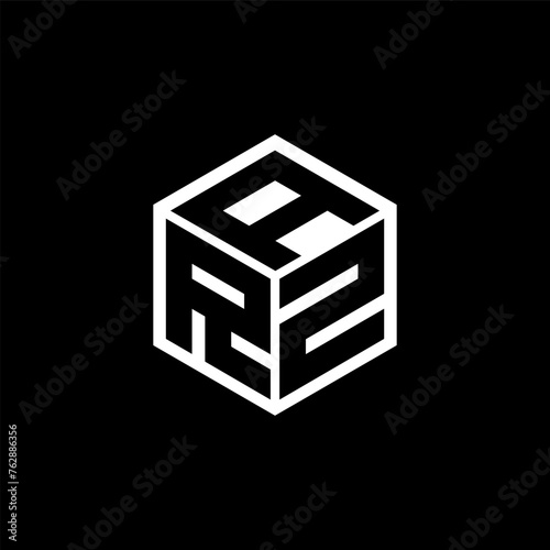 RZA letter logo design with black background in illustrator, cube logo, vector logo, modern alphabet font overlap style. calligraphy designs for logo, Poster, Invitation, etc. photo