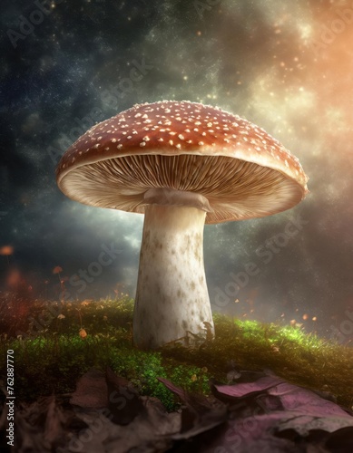 A Mushroom Wallpaper,  Mushroom dramatic Light, Autumn time in the forest. © ImagineWorld