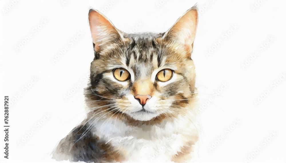 Portrait of a cat, closeup, isolated on white