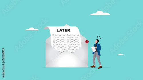 strike notifications for completing work from email illustration, Business people rush to complete work because they postpone it or waste time, received a warning for being late in completing work