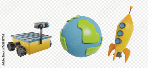 Space travelling 3d icon render clipart