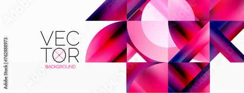 Minimalist background with square-tiled geometric circles, symphony of precise patterns. Interlocking shapes create tranquil yet captivating backdrop, blending modernity and structured elegance