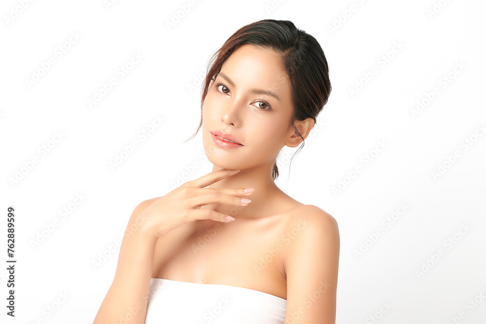 Beautiful young asian woman with clean fresh skin on white background, Face care, Facial treatment, Cosmetology, beauty and spa, Asian women portrait. Beautiful young asian woman with clean fresh skin on white background, Face care, Facial treatment, Cosmetology, beauty and spa, Asian women portrait.