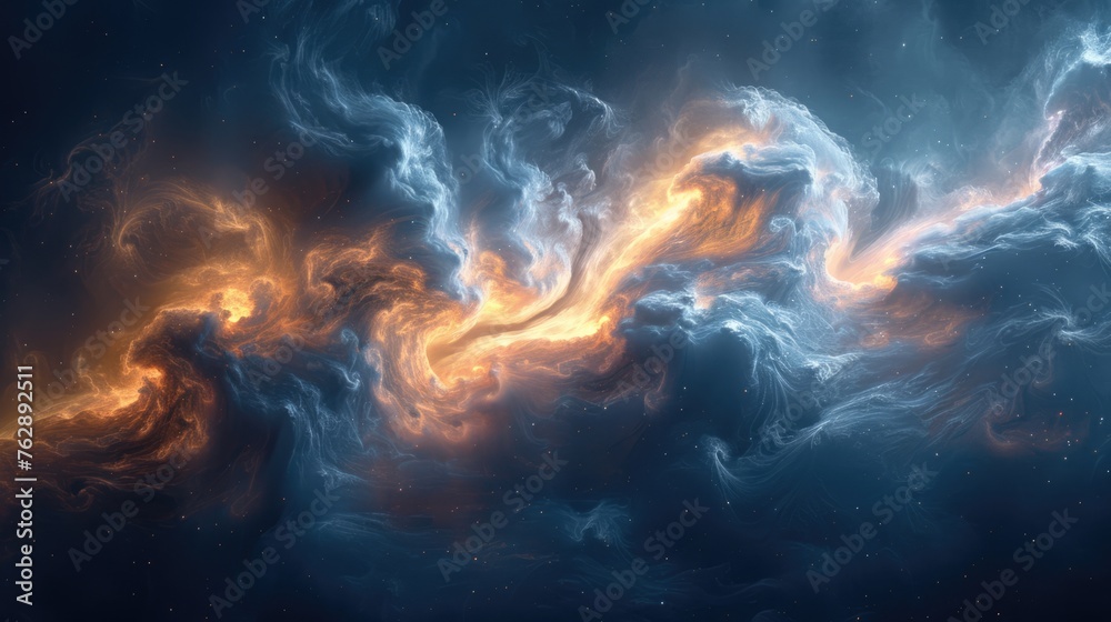 Abstract Nebula Cloud Patterns: Harmonious Swirls in Isolation, Generated by AI