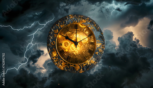 A golden clock represents precious time.