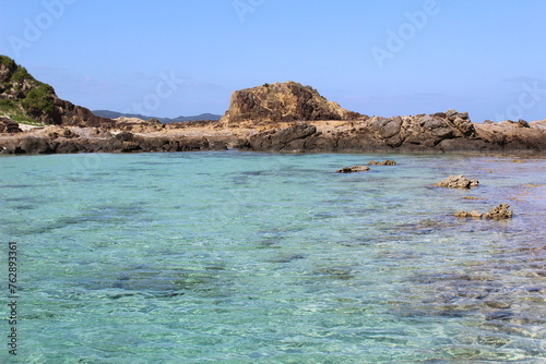 Clear and transparent sea water in a lagoon 