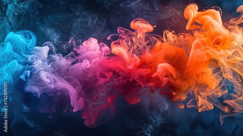 Colorful Splash  Abstract Pattern of Paint  Water or Smoke on Dark Background Generated by AI
