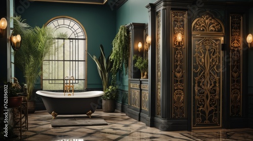 Bathroom With Tub and Plant