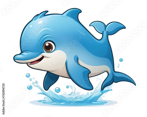 Cute blue whale on isolated transformer. Vector illustration of a cartoon character. 