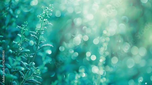 Blur dream turquoise shade clean morning nature with bokeh background concept modern csr theme eco spring baptism background fresh mint green bio farm Abstract blue cyan shade in summe : Generative AI photo