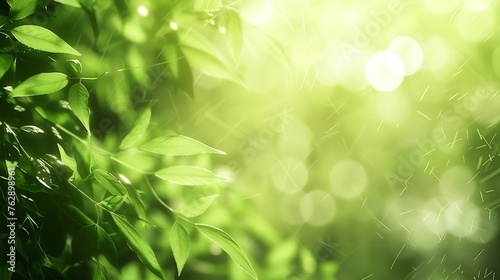 Sunny abstract green nature background selective focus : Generative AI © Generative AI