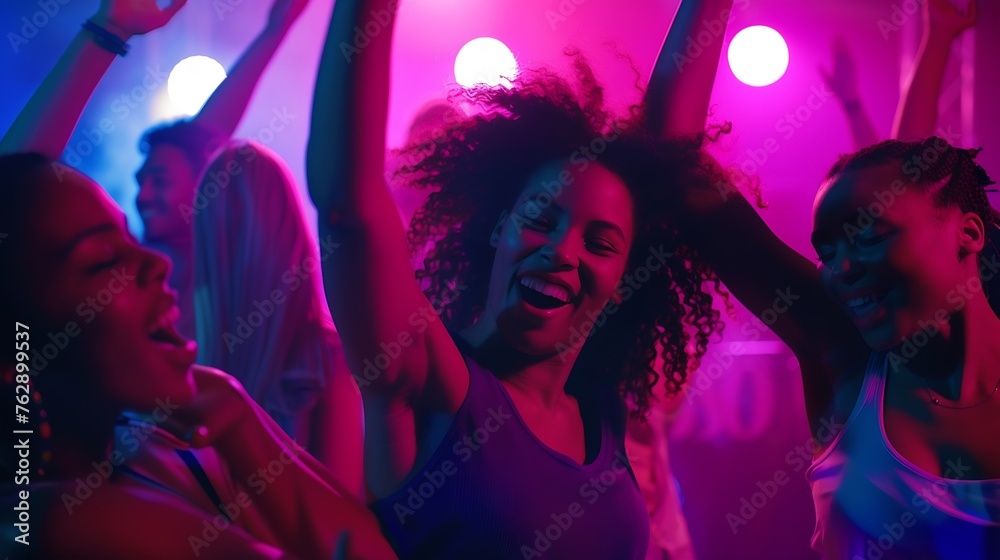 Millennials dancing cheering at music concert in nightclub : Generative AI Millennials dancing cheering at music concert in nightclub : Generative AI